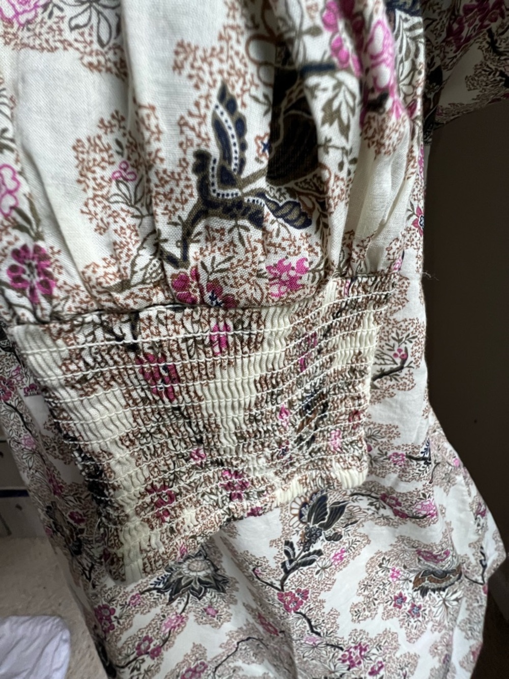 Talbots Printed Tunic Blouse in Cream and Pink - Picture 5 of 10